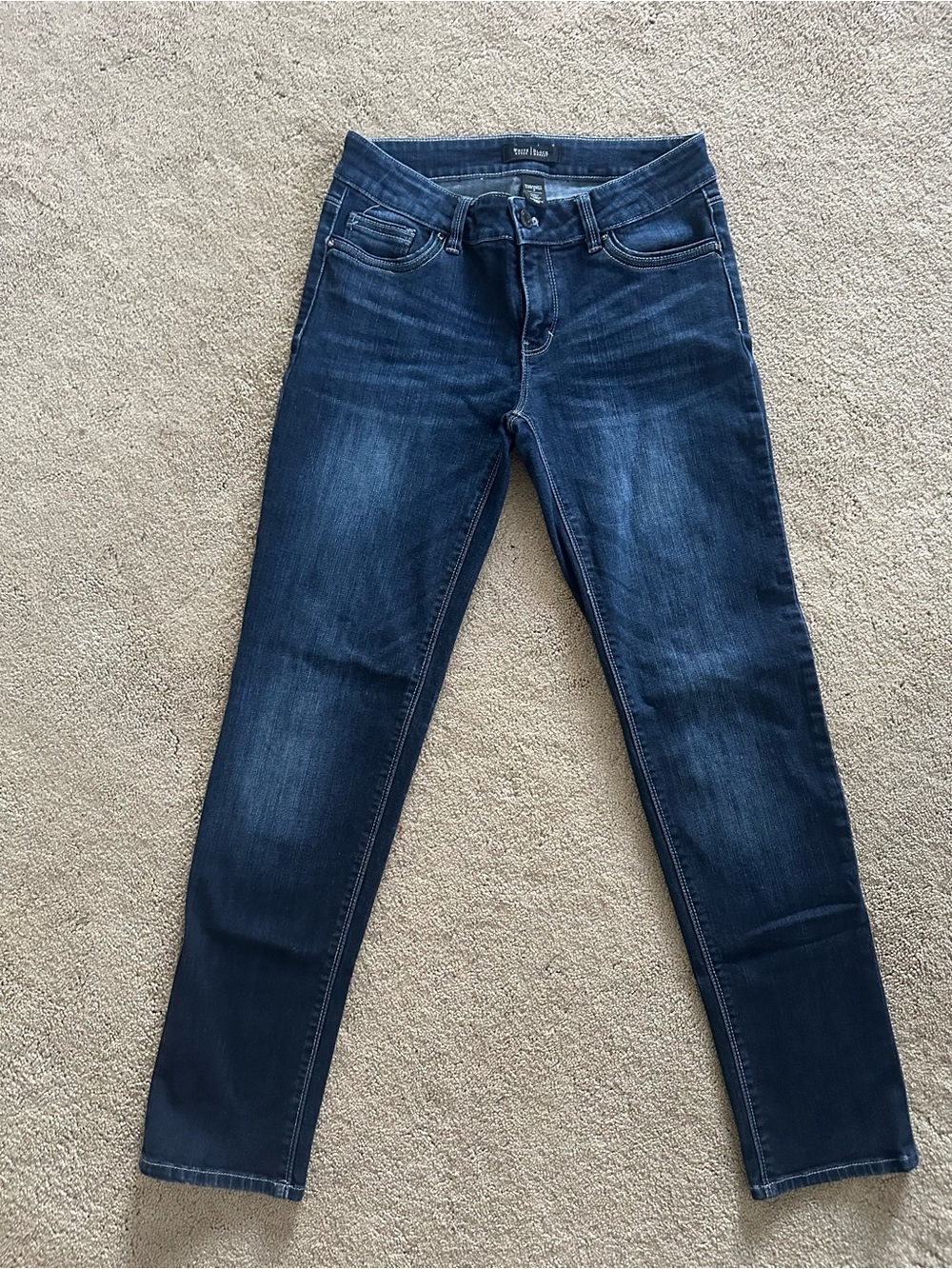 White House Black Market Women's Dark Blue Straight Leg Crop Jeans